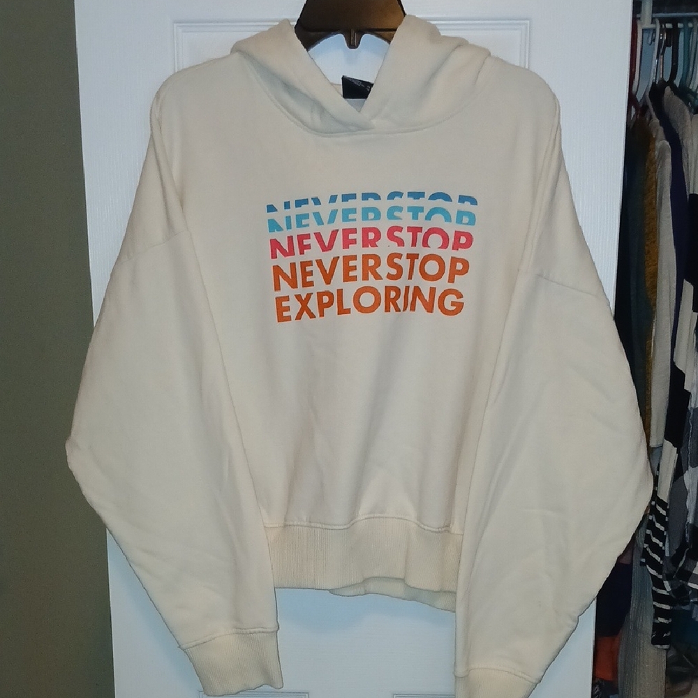 The North Face Cream Oversized Crop Hoodie Women's XXL